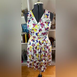 Banana Republic Fit & Flare Bright Floral Dress Ready For Tea Party-Derby-Flirty